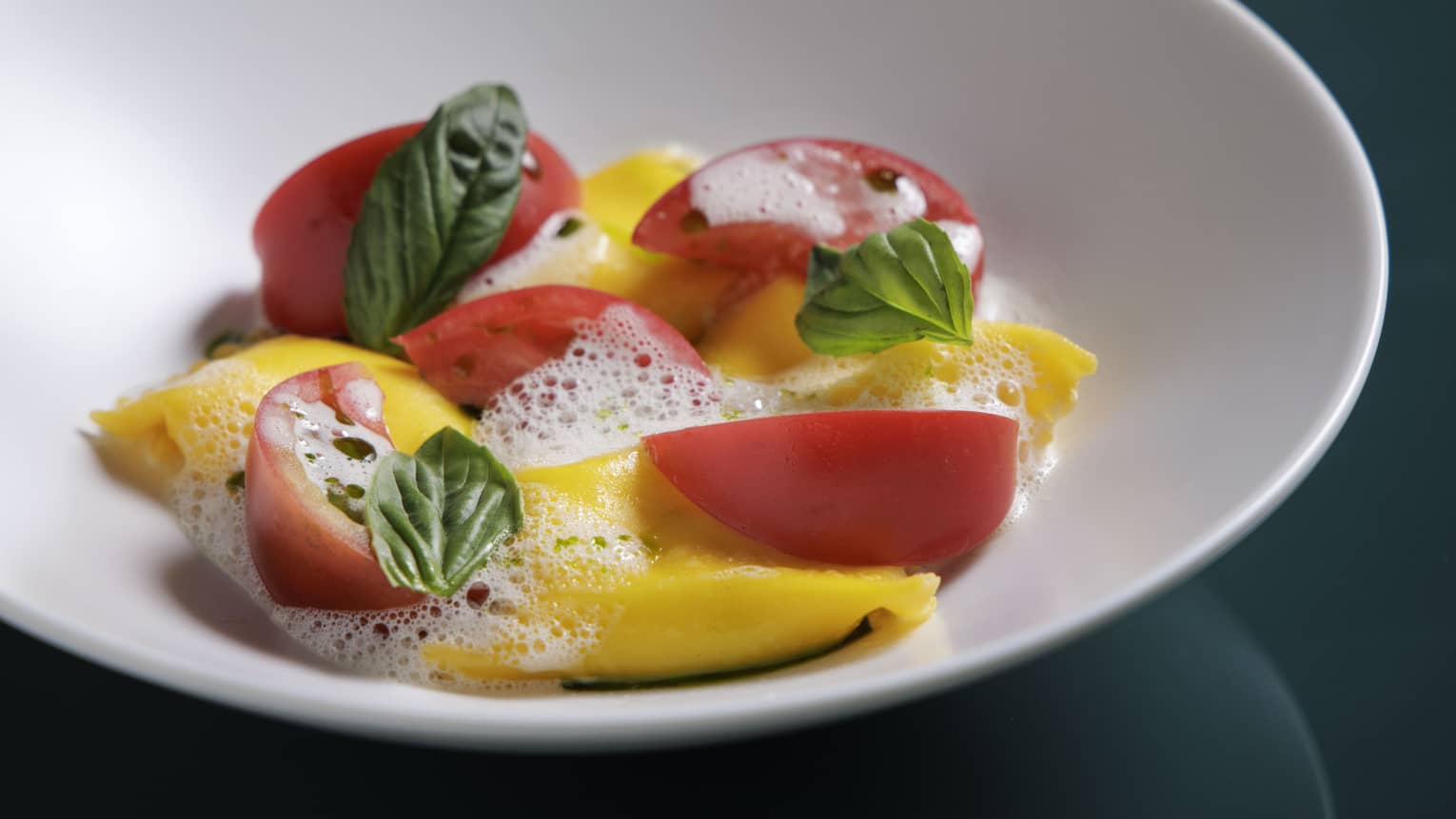 Colorful entree on simple plate