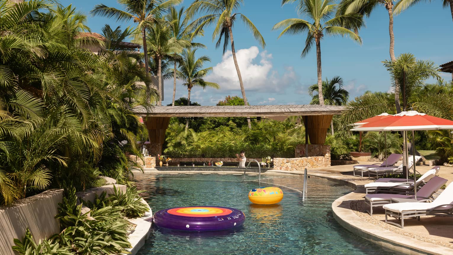 Lazy river pool at tropical resort