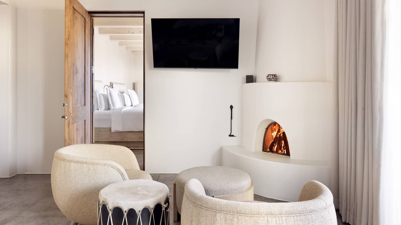 Sitting area of guest room at Four Seasons Resort Santa Fe