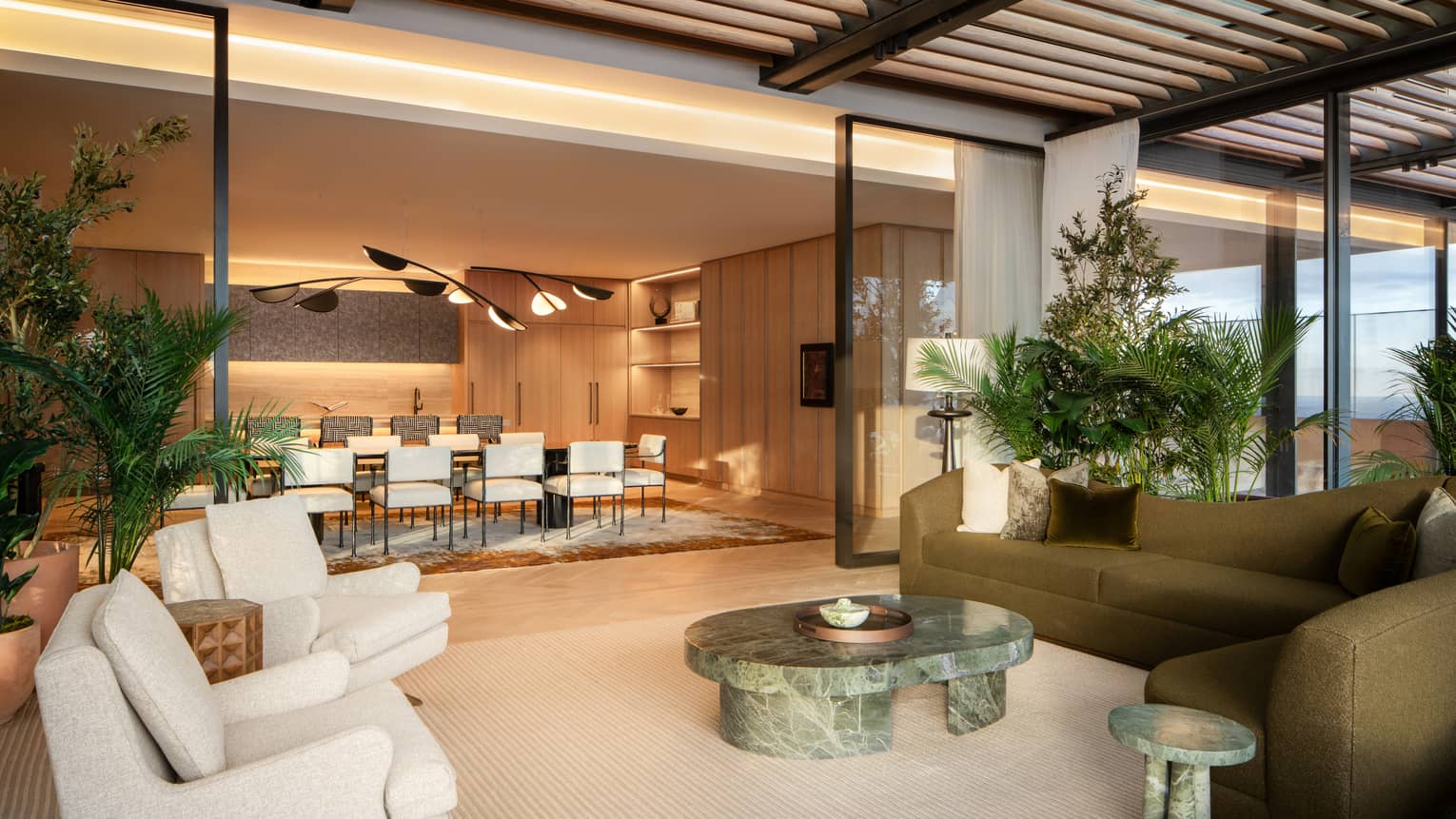 Interior of residence living room and dining room