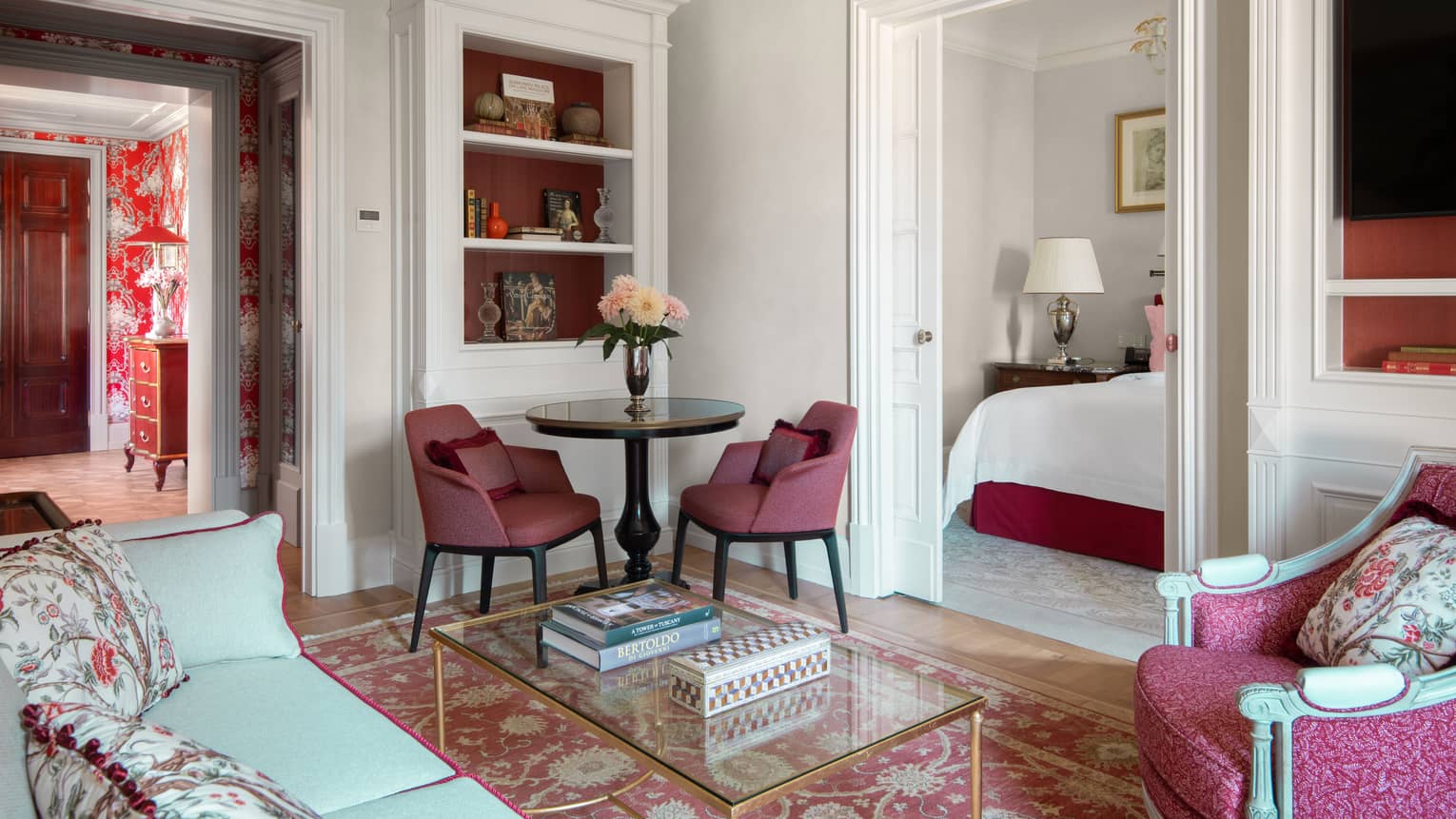 One-bedroom luxury hotel suite with elegant living room at Four Seasons Hotel Florence