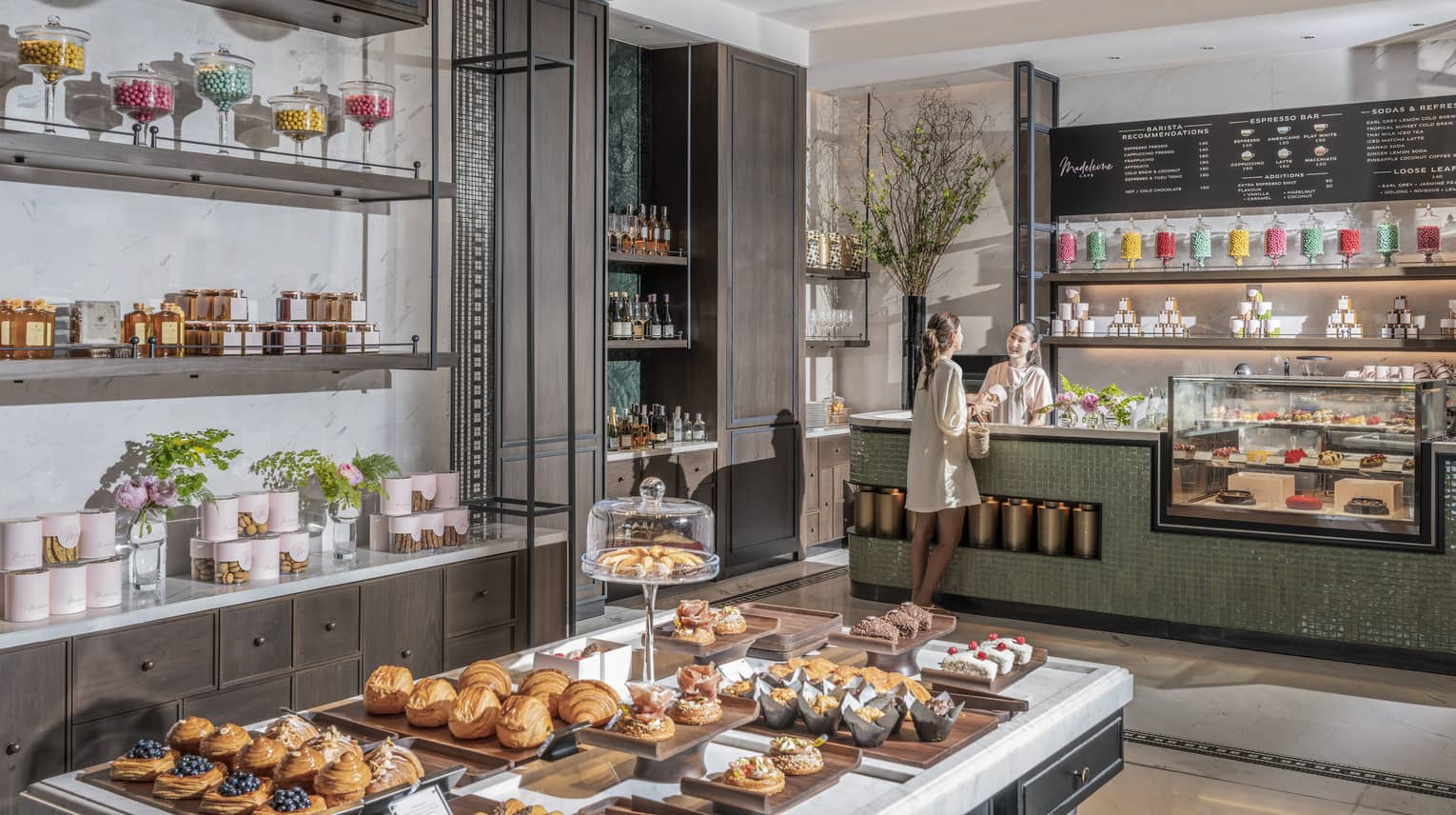 Display of pastries and baked goods at Cafe Madeleine