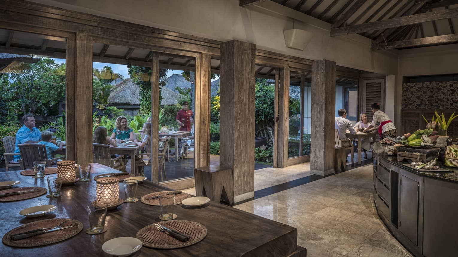 Place-settings are set up for guests at the Jala Resturant in Bali