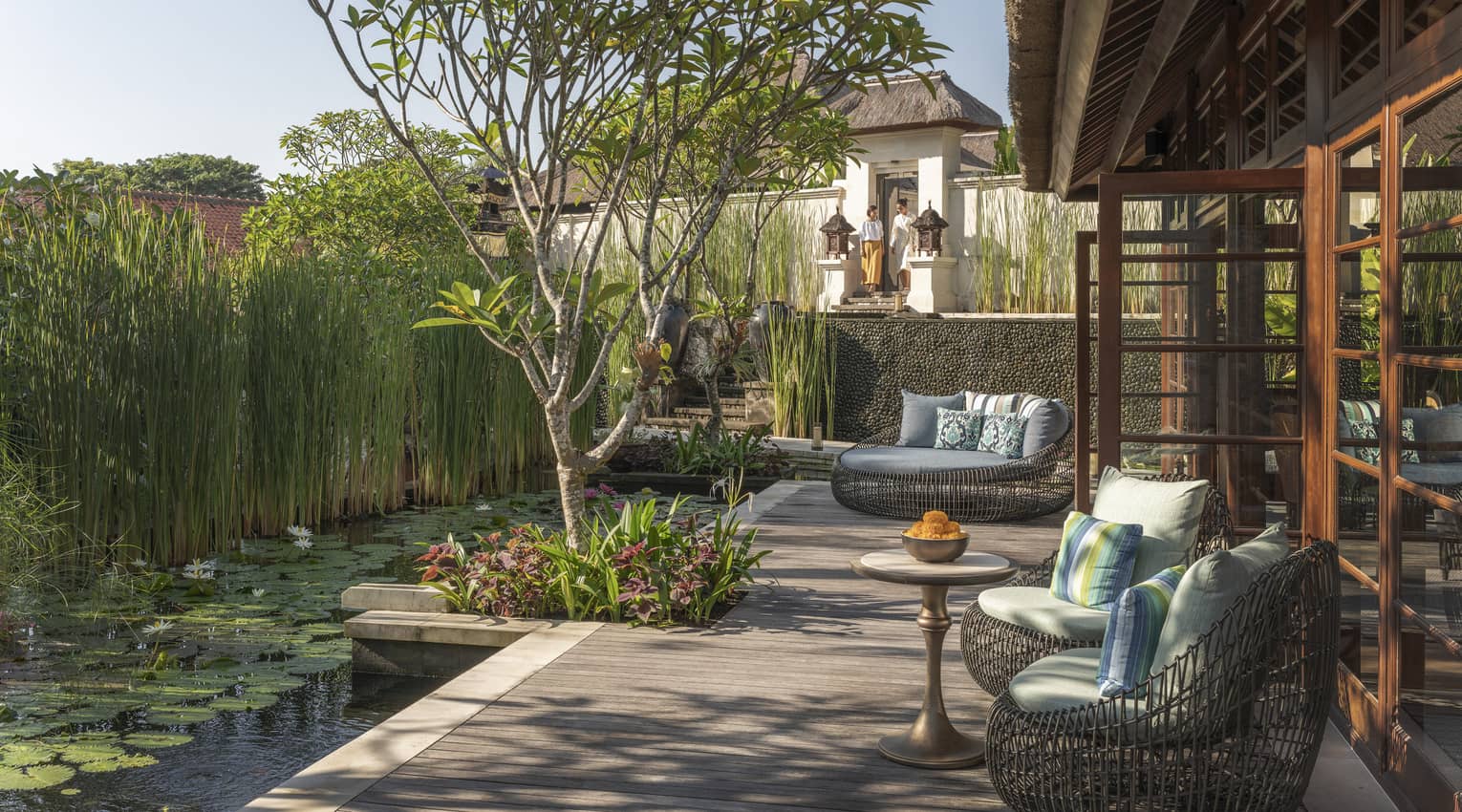 Healing Village Spa lotus pond and outdoor terrace