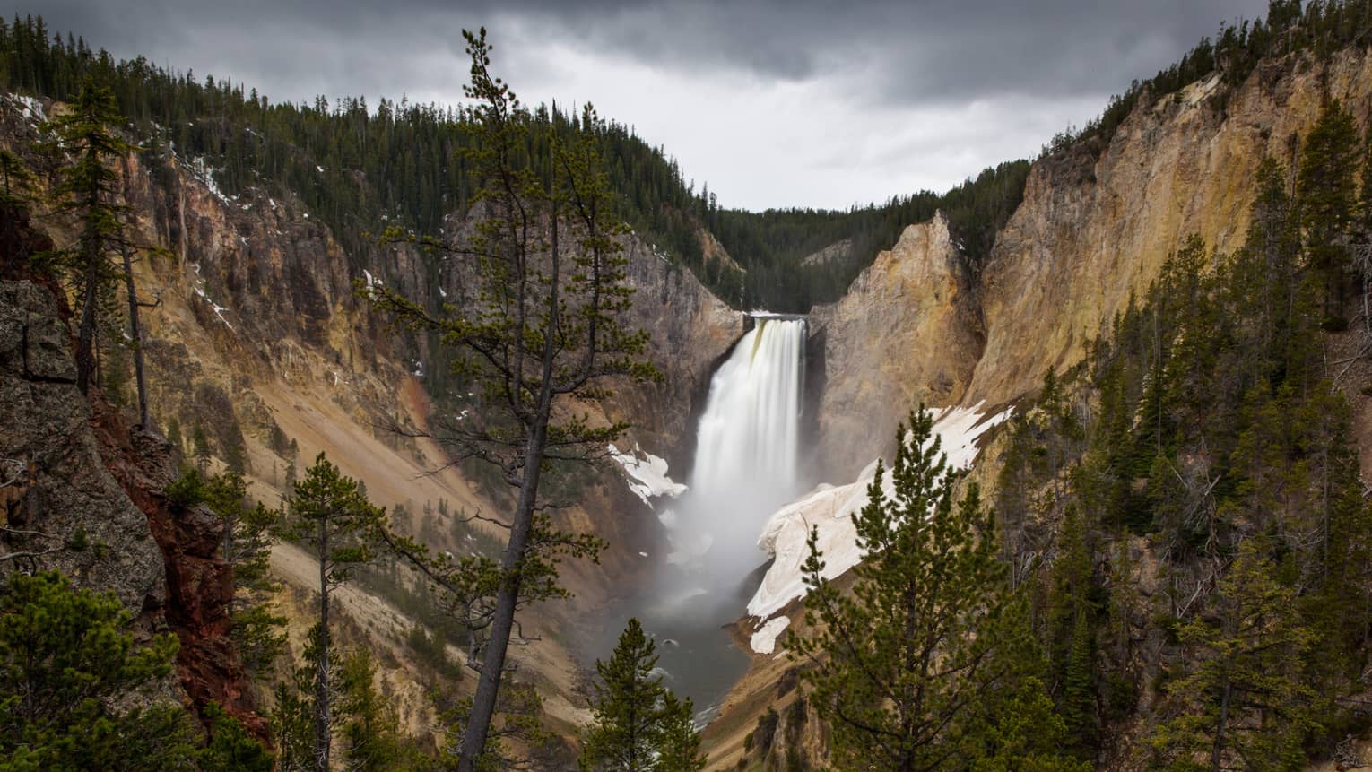 A gigantic, mountain-side waterfall