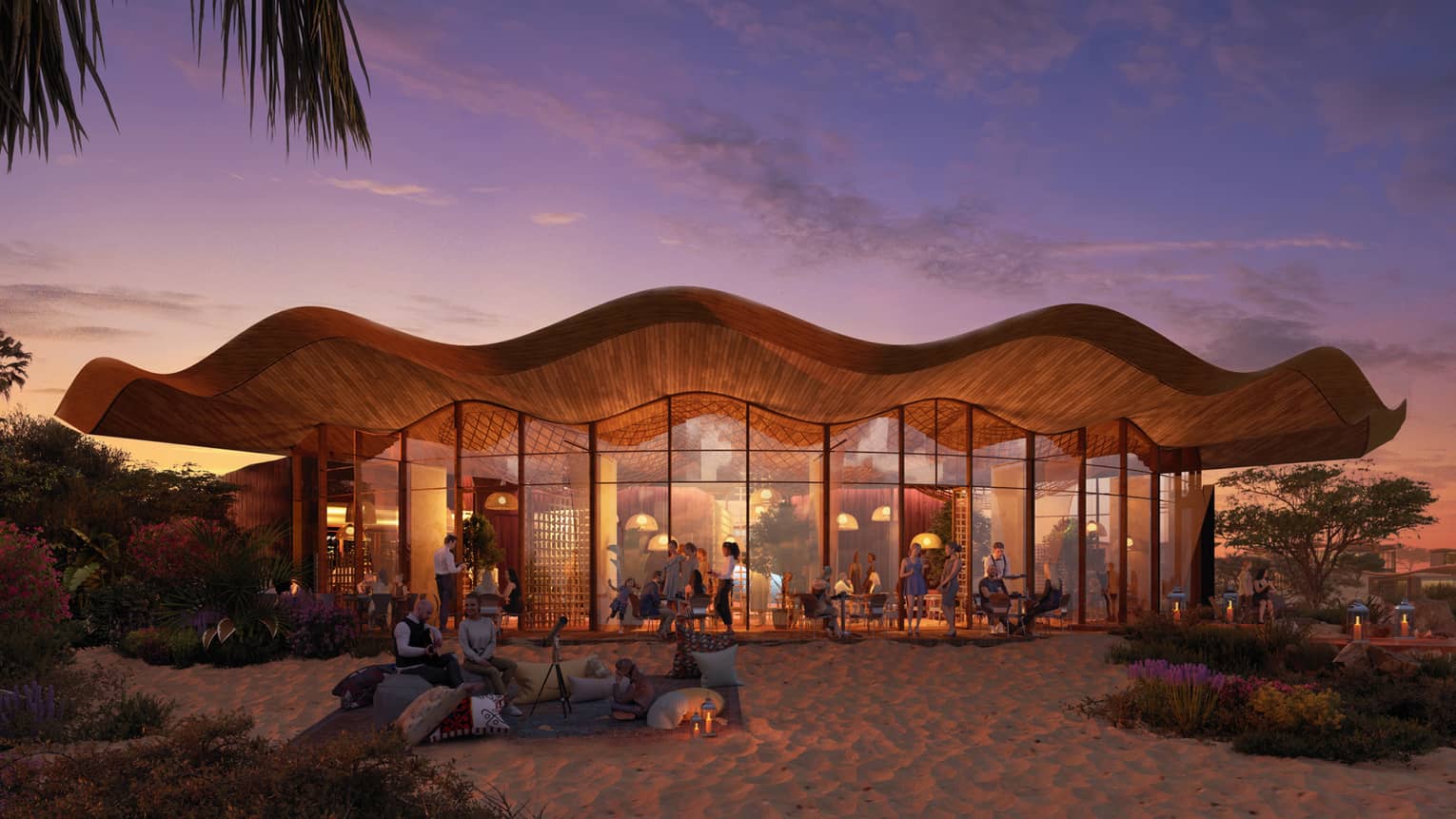 Property exterior at sunset