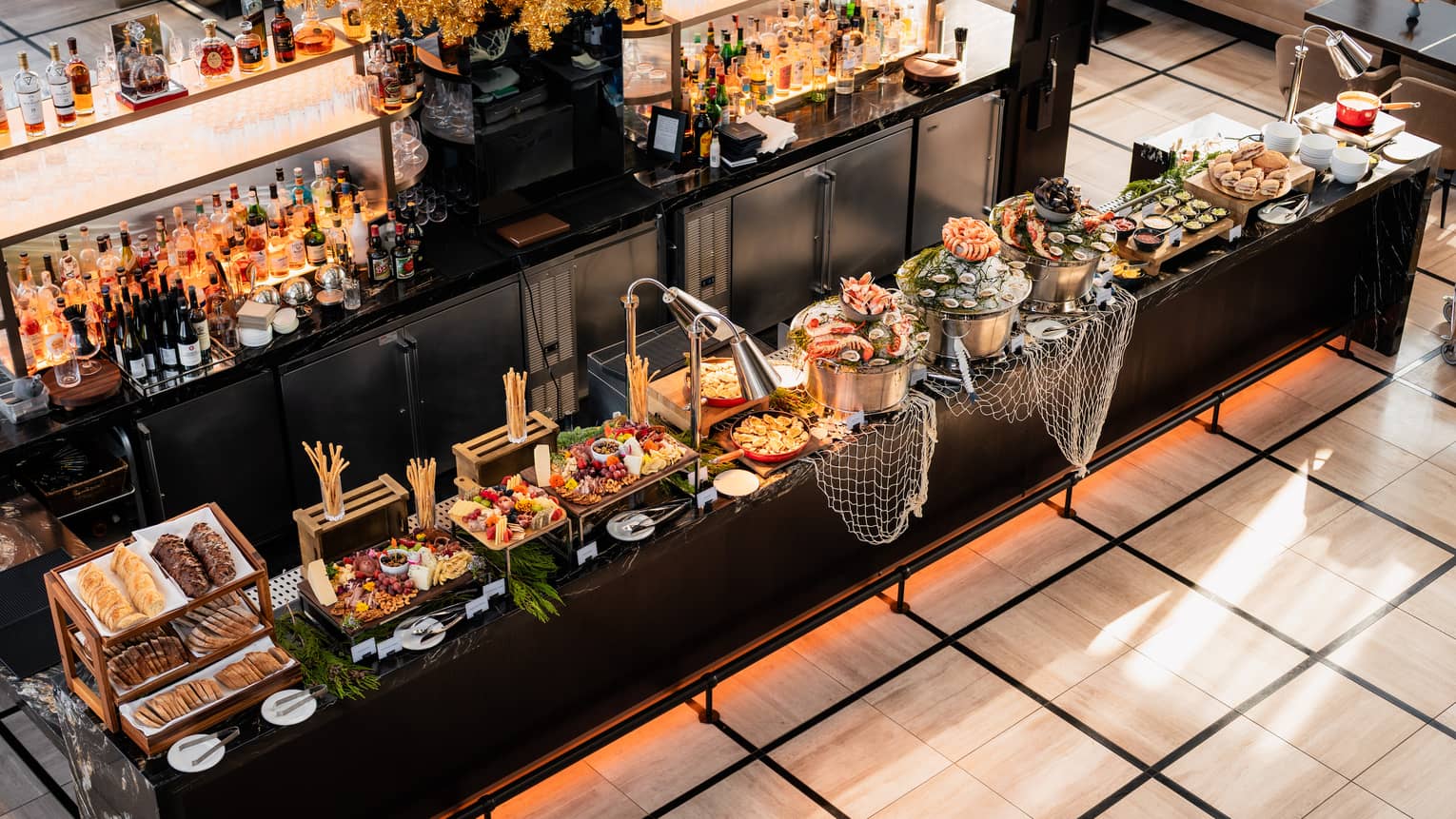 Brunch spread at luxury hotel