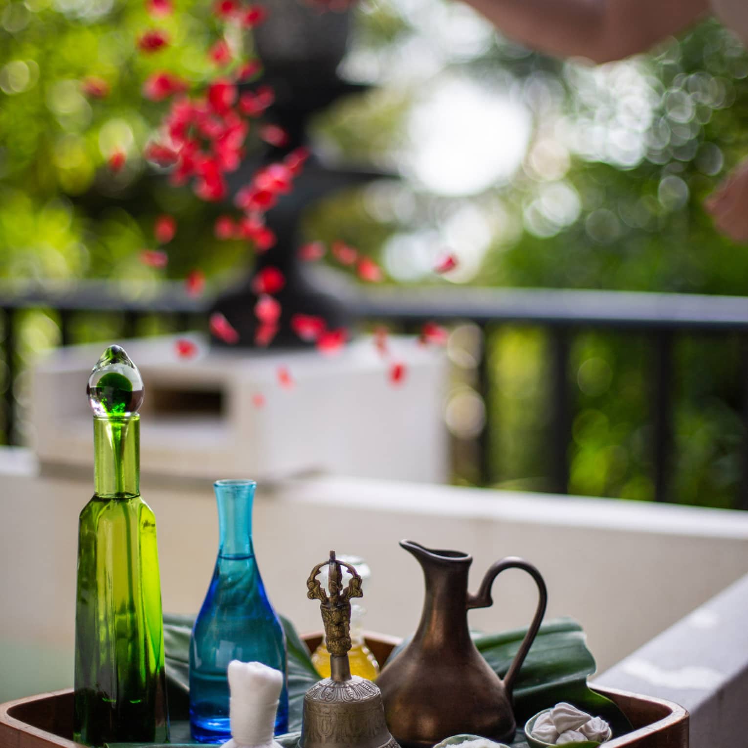 Spa tray with oils