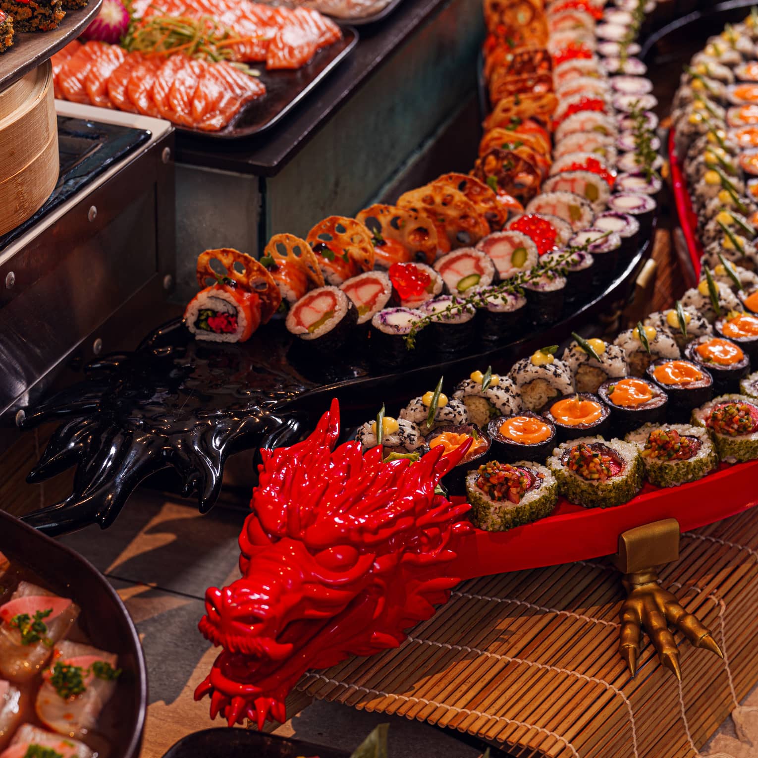 A large seafood and sushi buffet