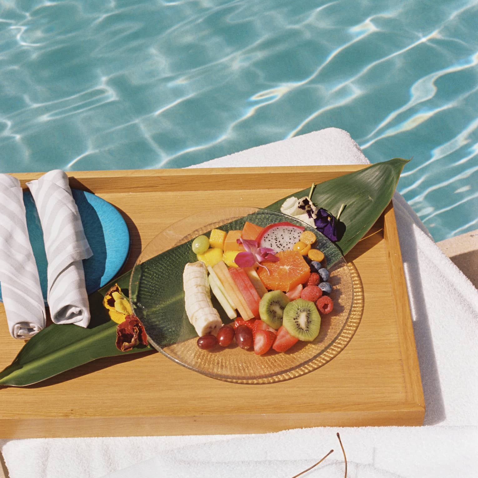 Poolside food at luxury hotel