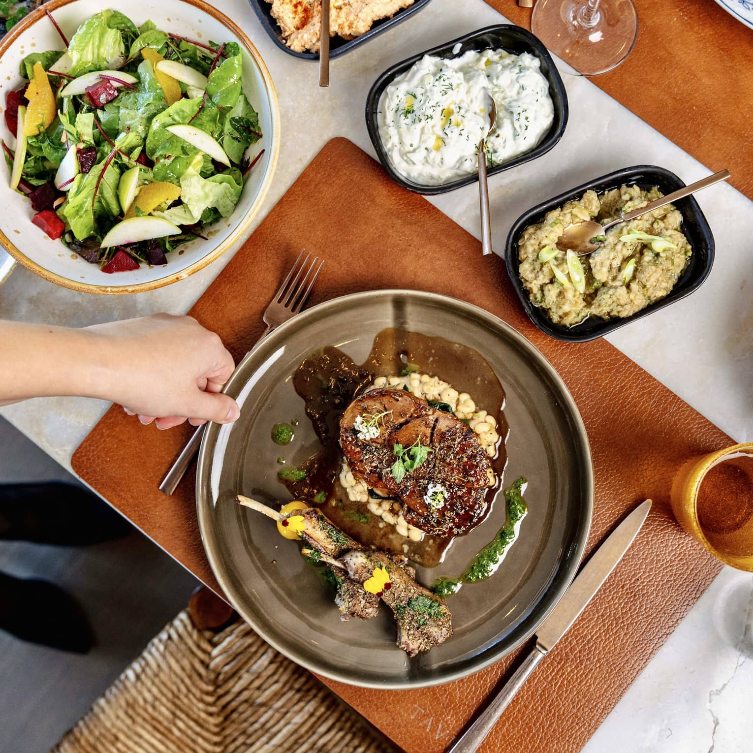 Lamb dish with sides
