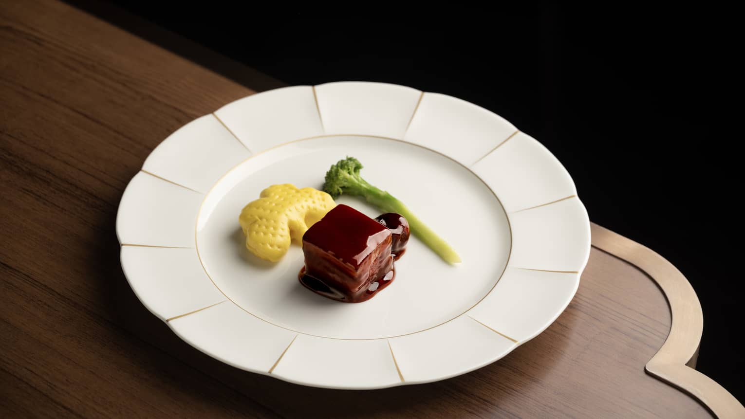 Braised pork belly fine dining dish