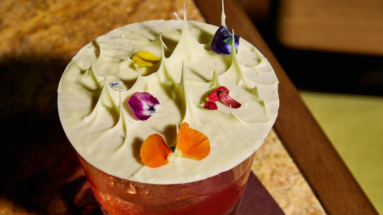 Cocktail with floral petals
