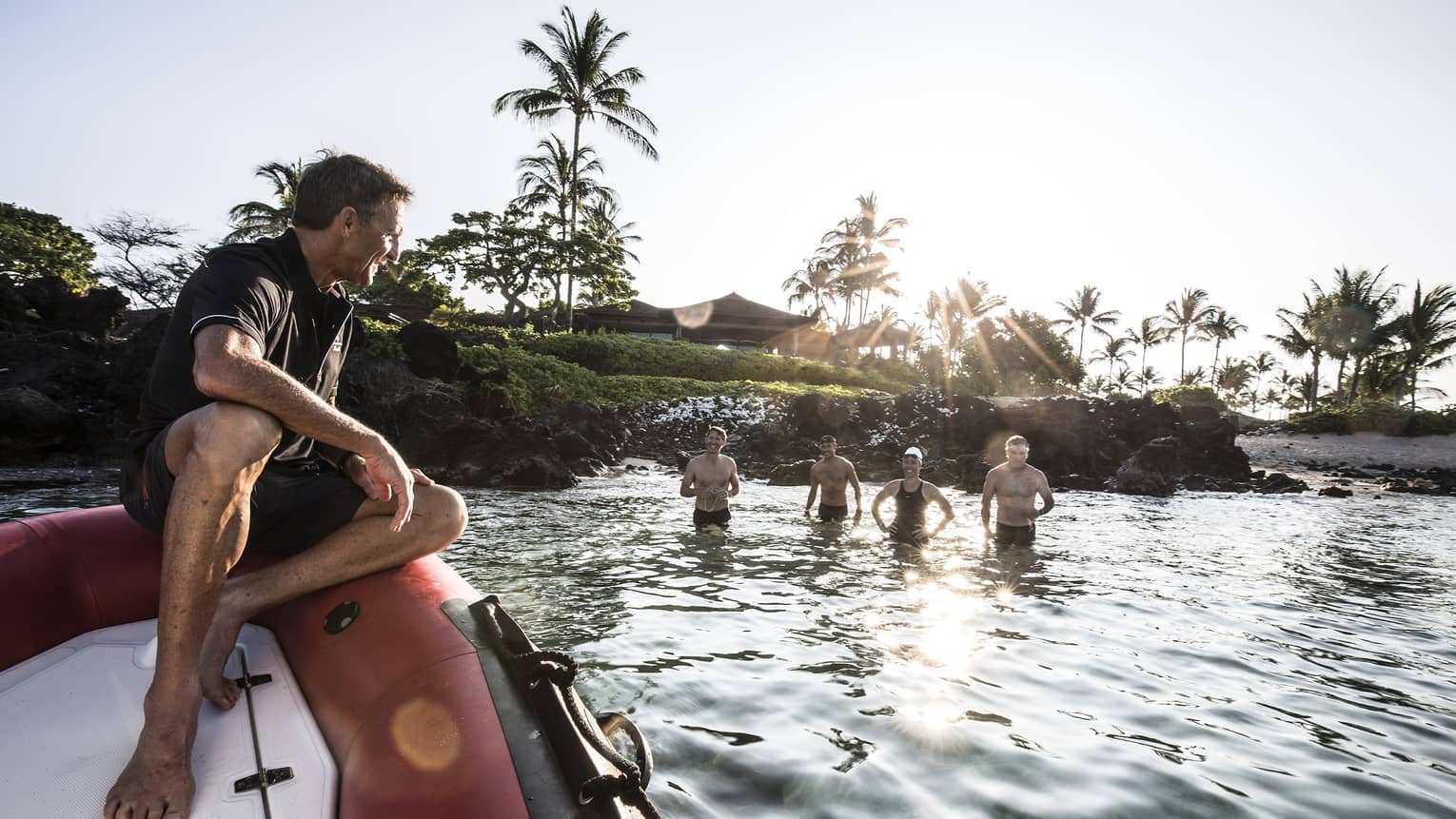 Guests in the water, training for a triathlon with Dave Scott