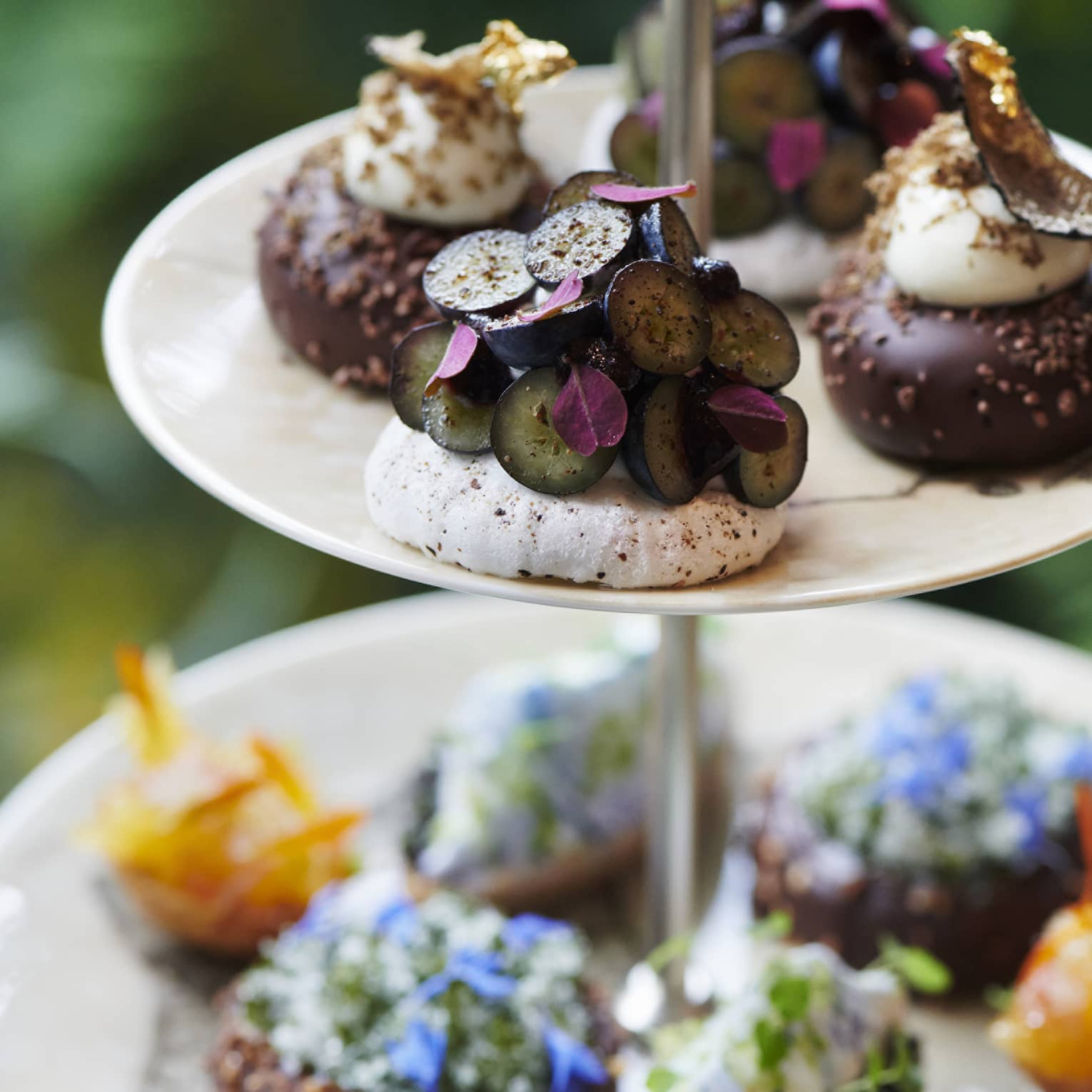 An assortment of afternoon tea small foods.