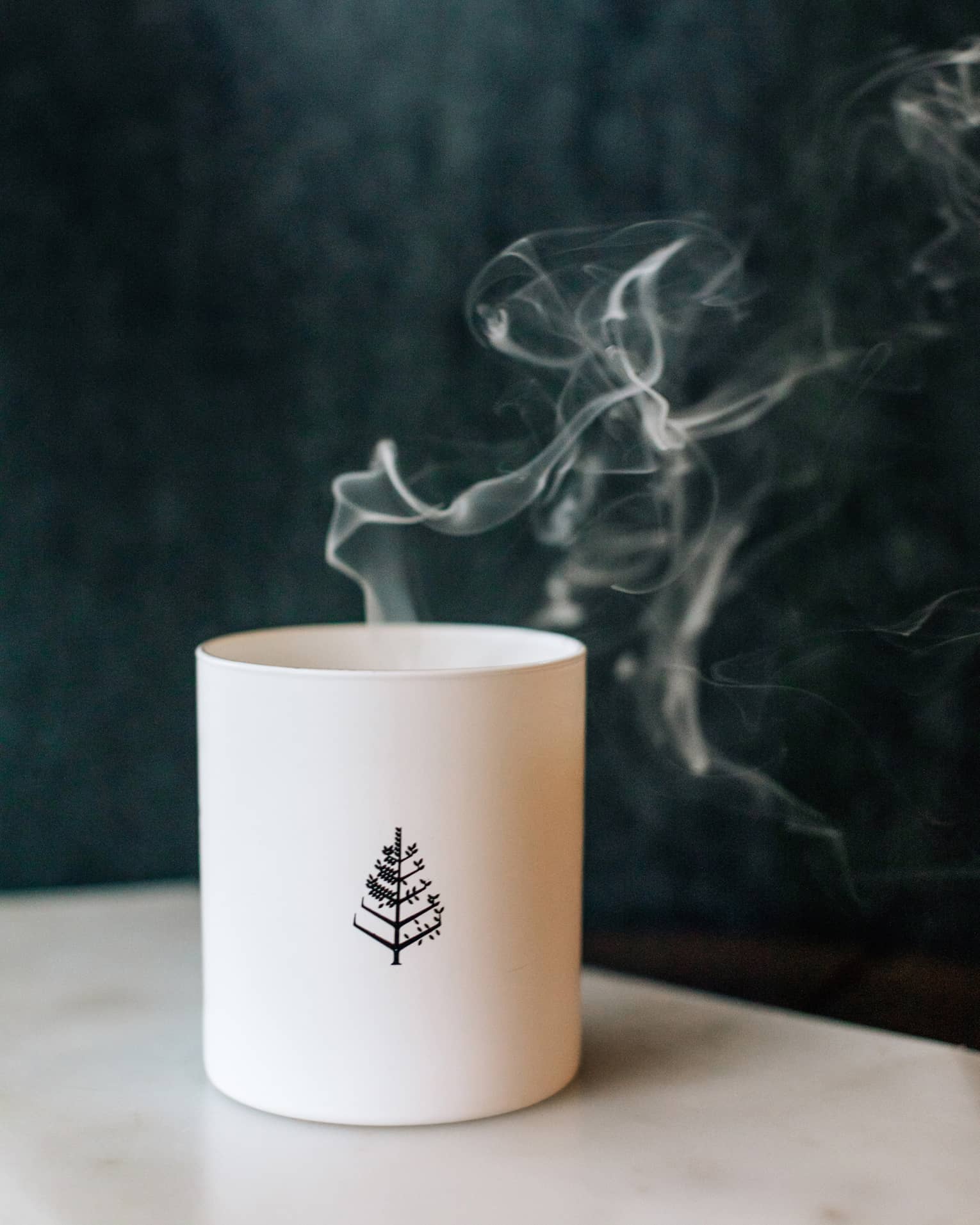 White candle with Four Seasons tree logo