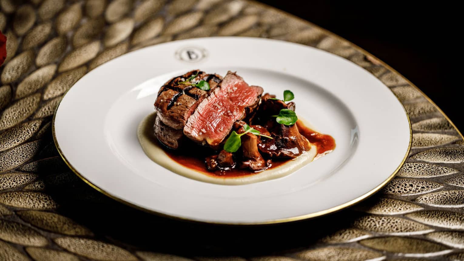  Koji Aged Filet Mignon on a white plate