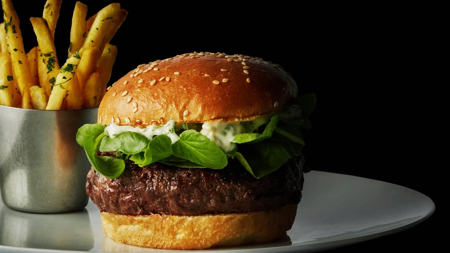 Bourbon Restaurant Berbere-Spiced Lamb Burger on thick egg bun
