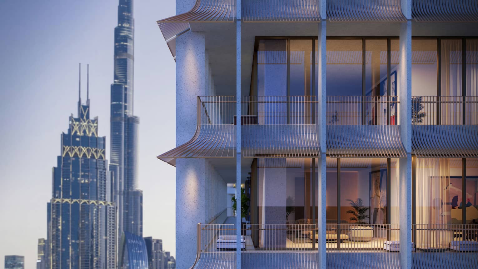 Rendering of exterior upper floor of residence building