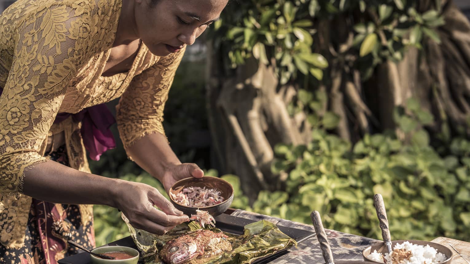 Pepes Ikan is delicately prepared at the Jala restaurant in Bali