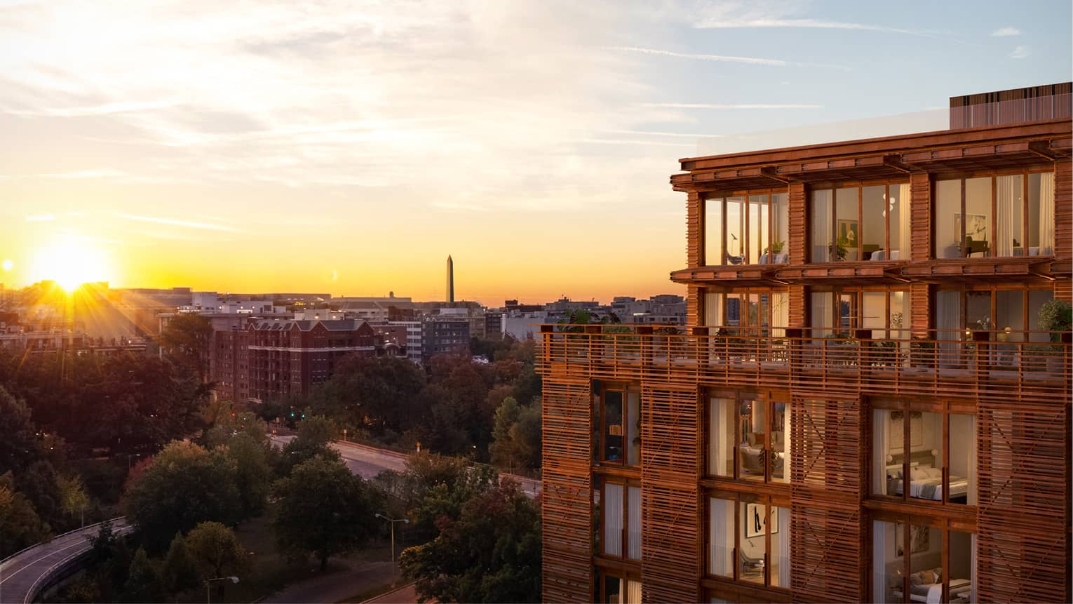 Rendering of residence exterior and sunset
