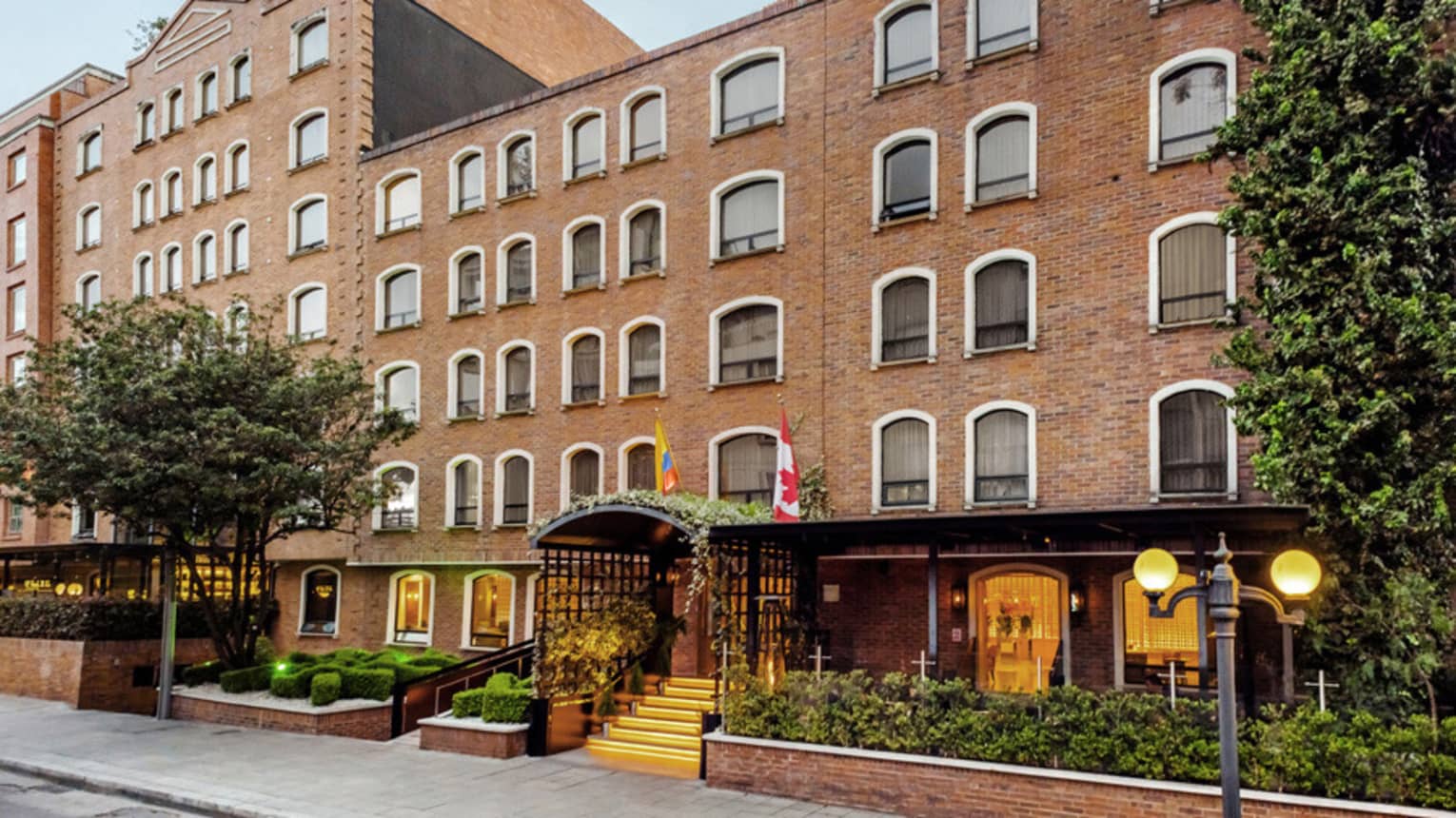 Four Seasons Hotel Bogota red brick building exterior, sidewalk