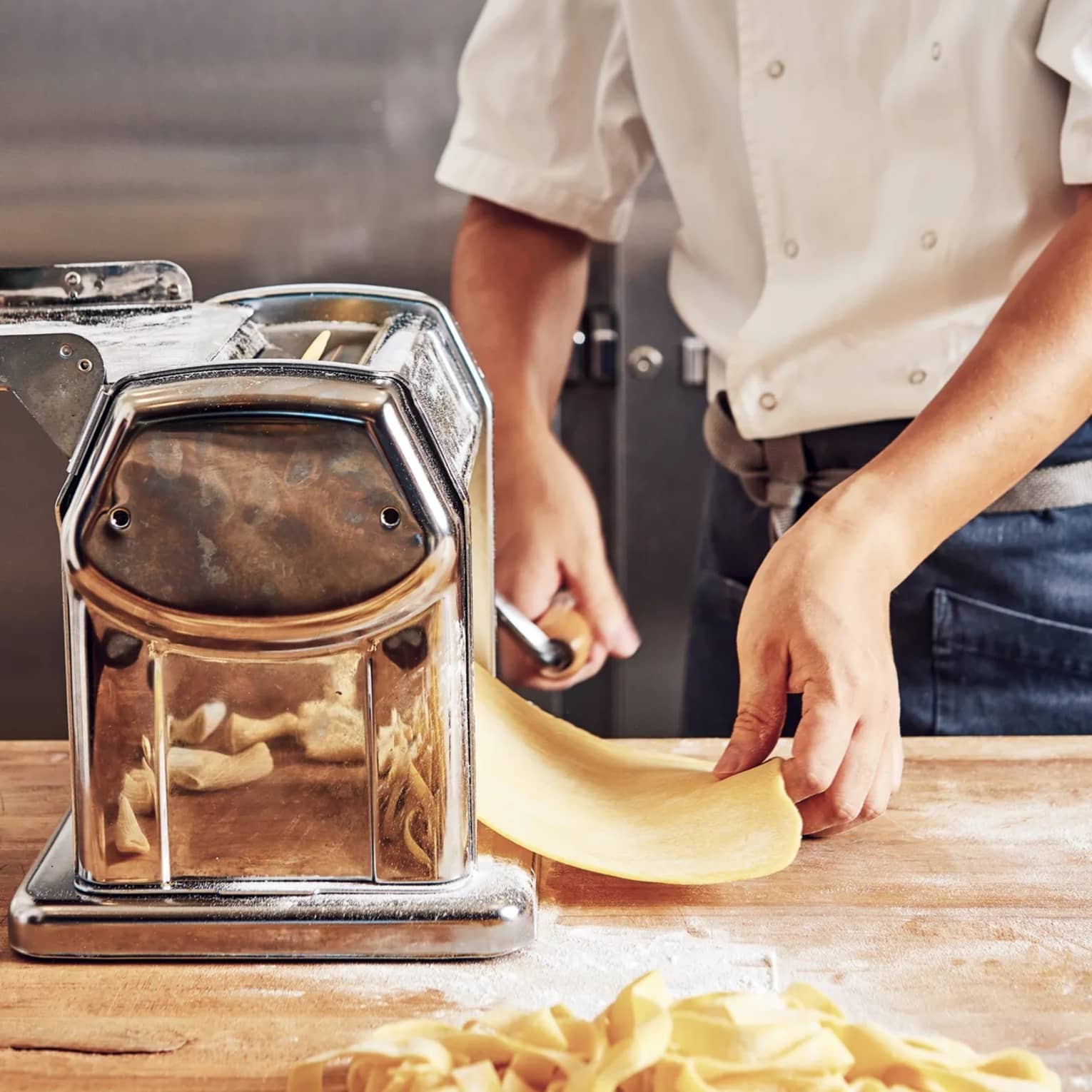 Chef making pasta by hand