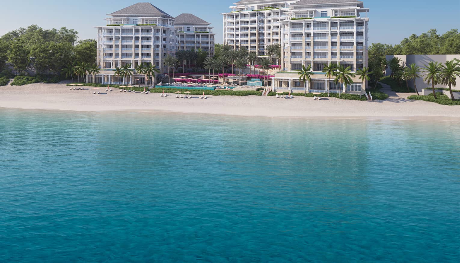 ,Rendering of a modern residence exterior by the ocean