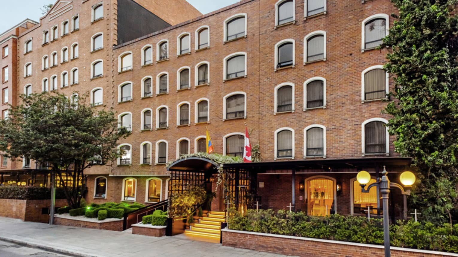 Four Seasons Hotel Bogota red brick building exterior, sidewalk
