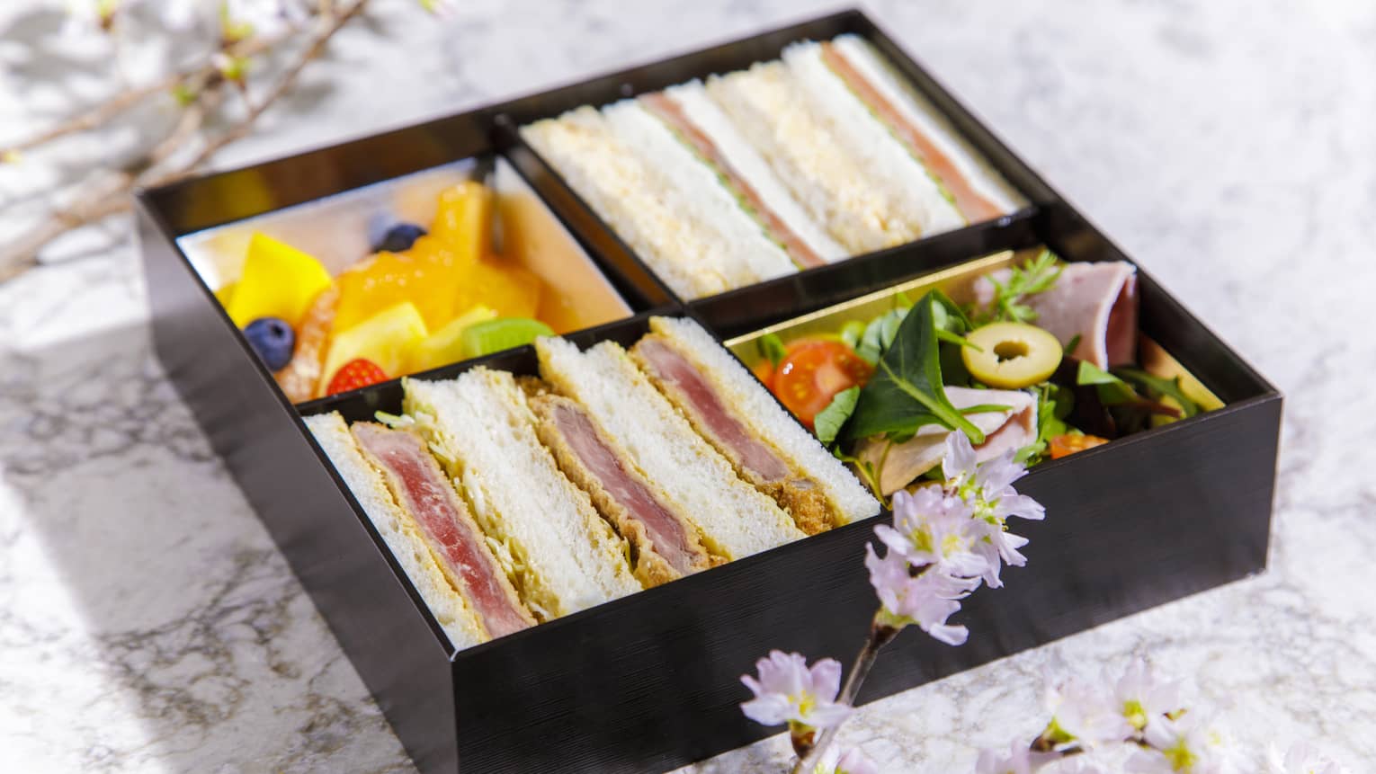 Hanami Bento Box with cherry blossom decoration