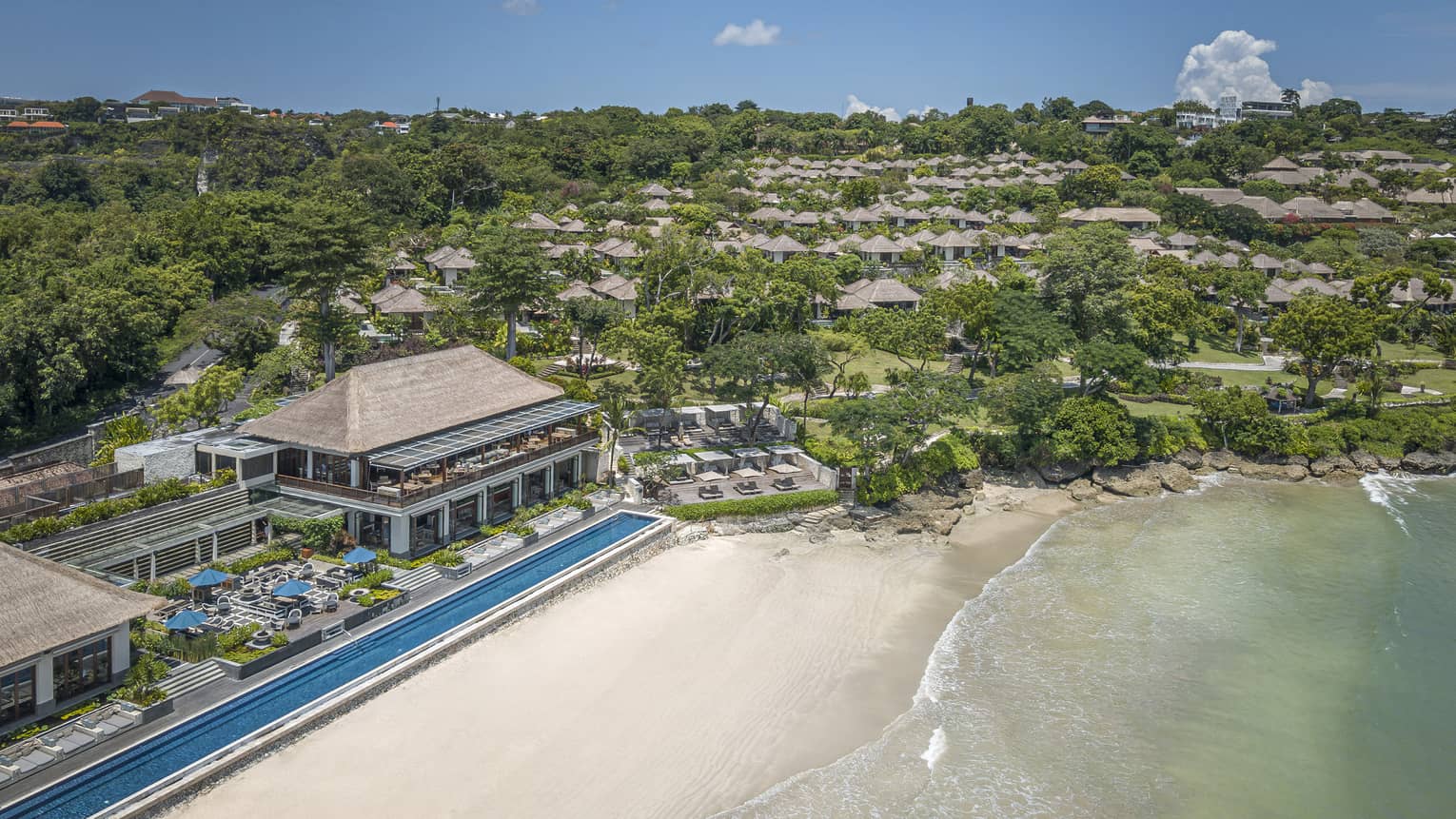 Aerial view of Resort with shoreline visible