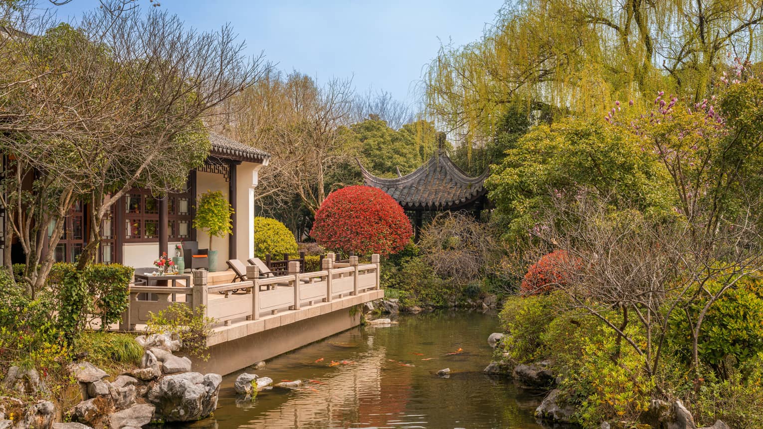 Chinese garden with lagoon