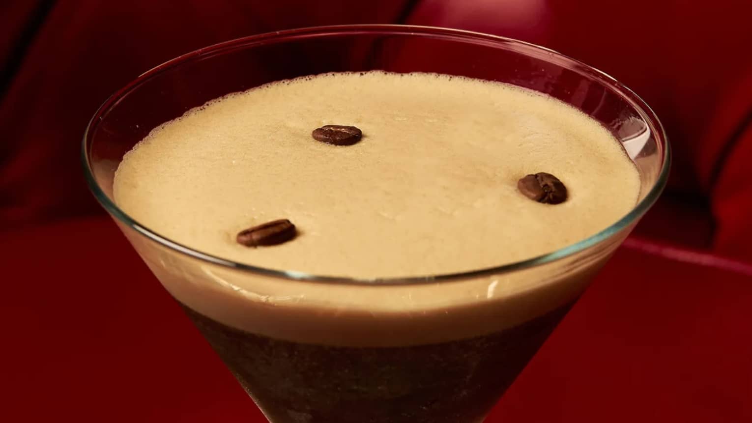 Espresso martini with espresso beans as garnish
