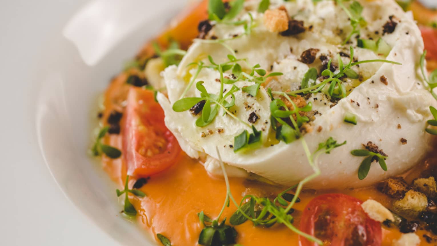 A cheesy dish with a tomato base sauce.