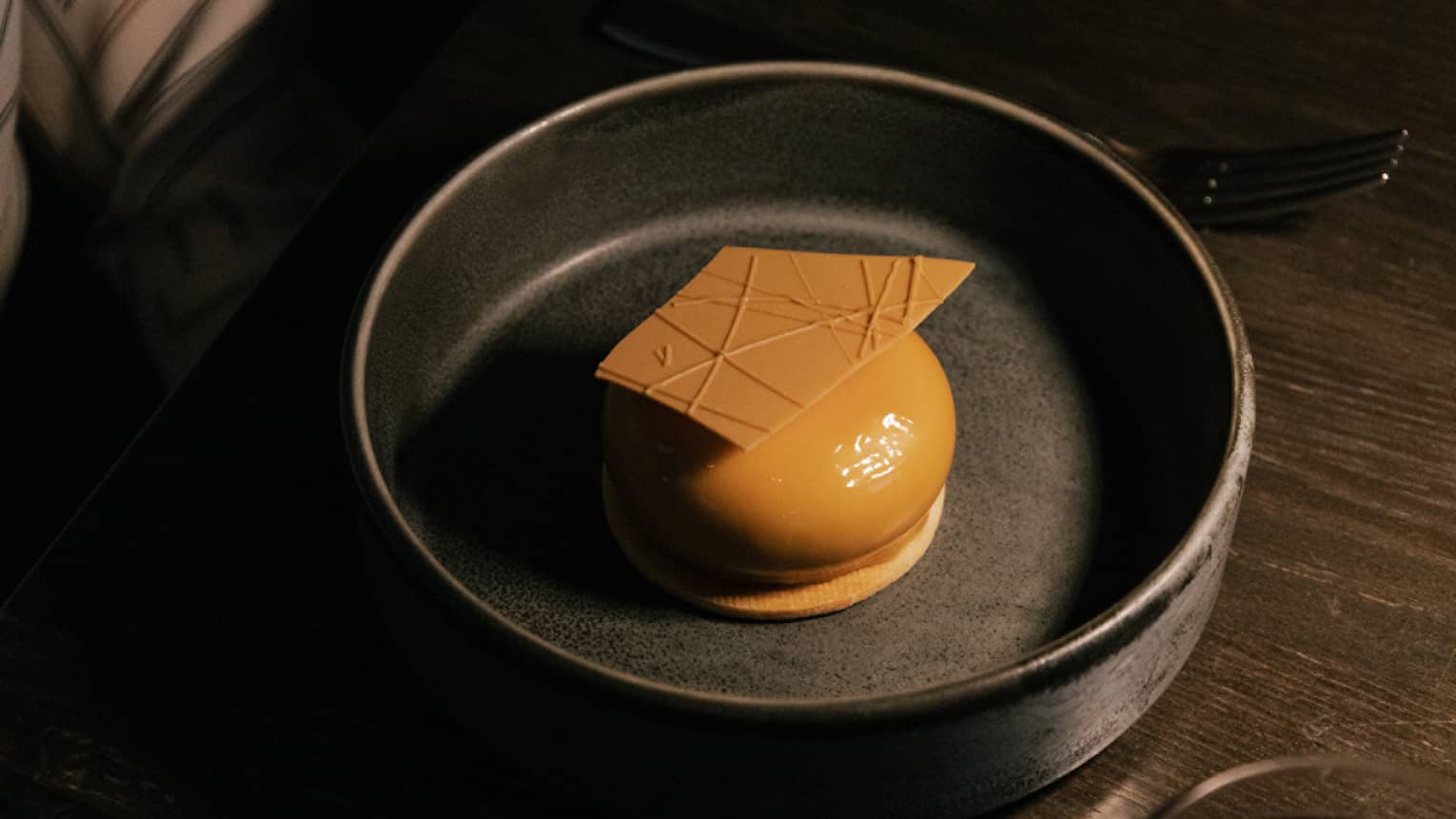 Tres Leches cake with dulce glaze, dulce de leche whipped ganache and sabl�