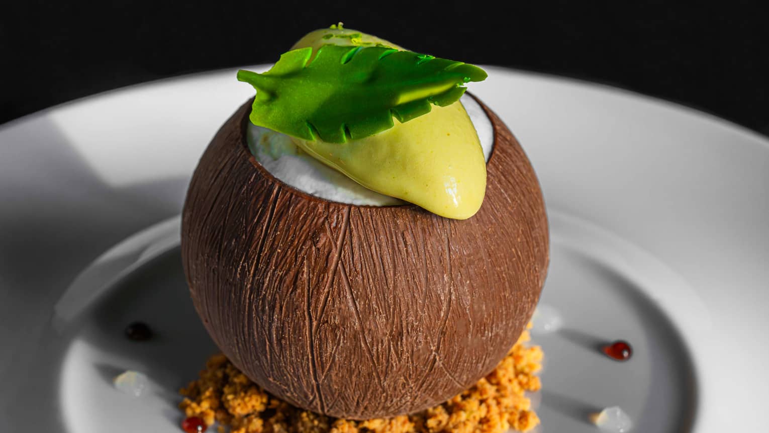 Coconut-shaped dessert