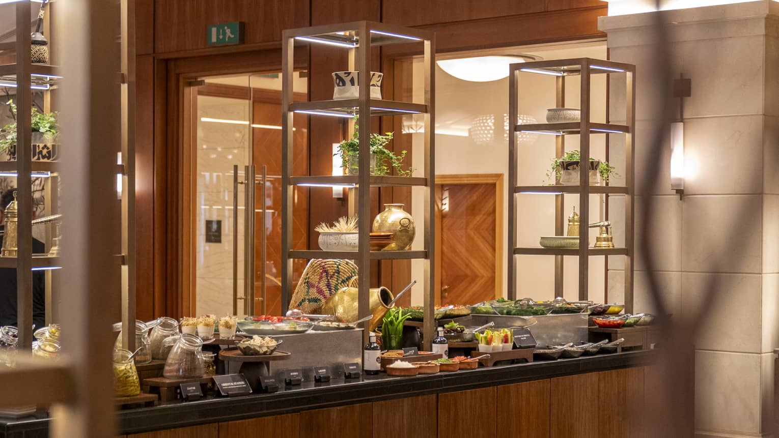 Resturant dining room set up with a breakfast buffet