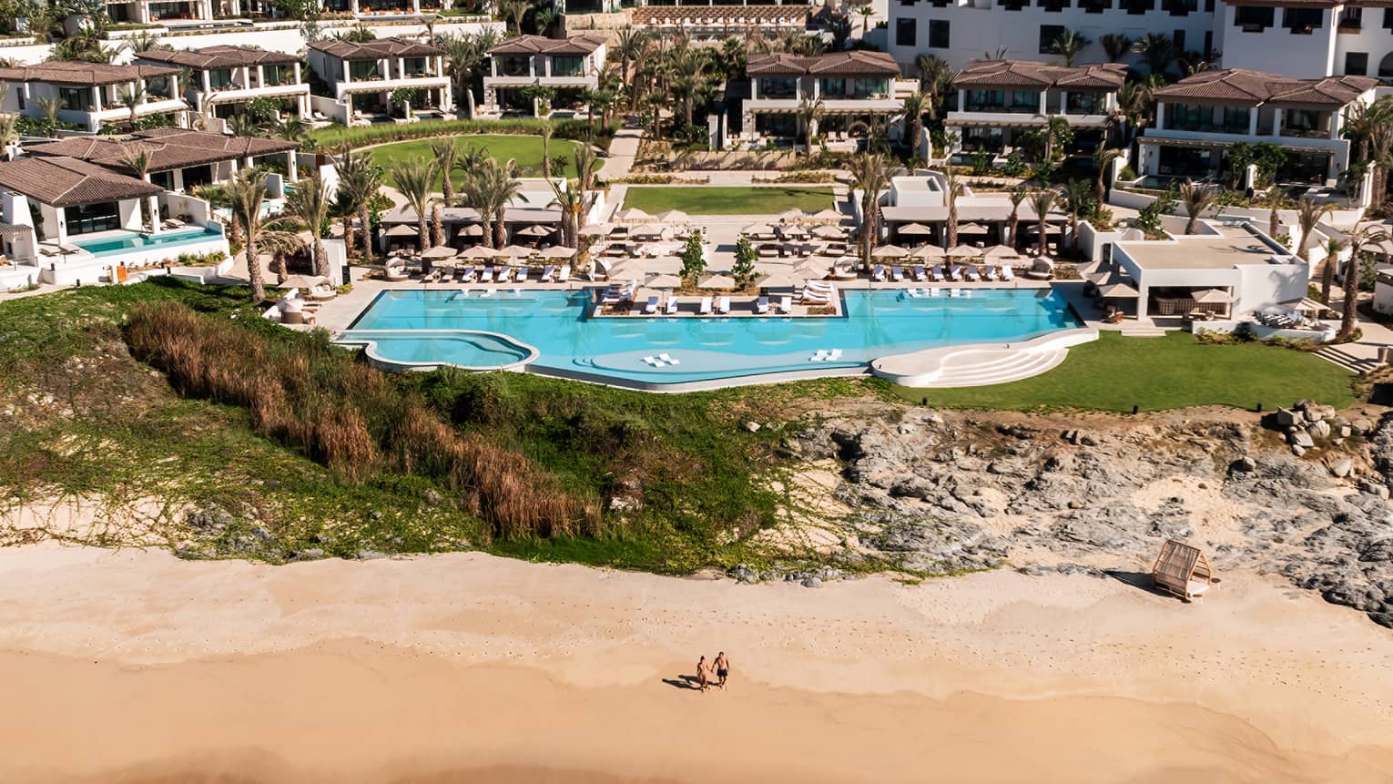 Aerial view of beachfront resort