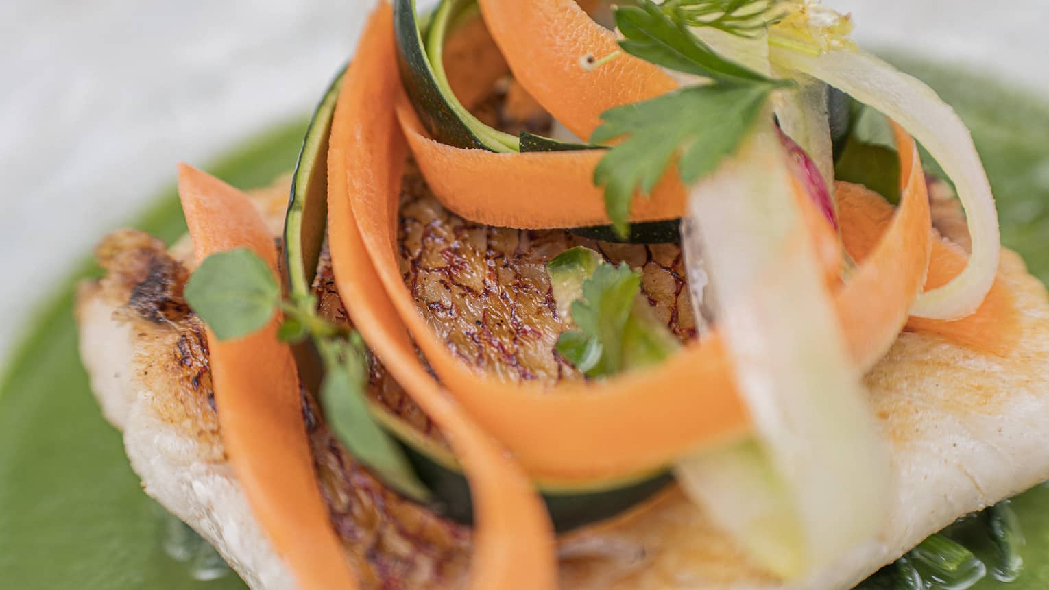 Riverside Red Snapper with Courgette Puree