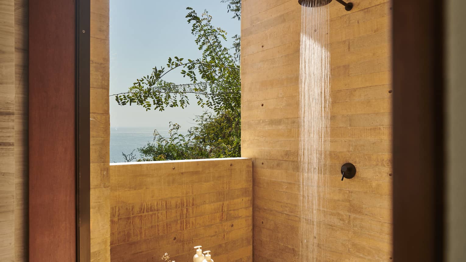 Outdoor shower overlooking the ocean