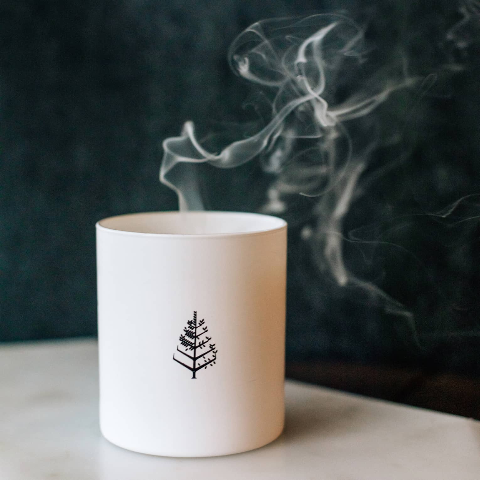 White candle with Four Seasons tree logo