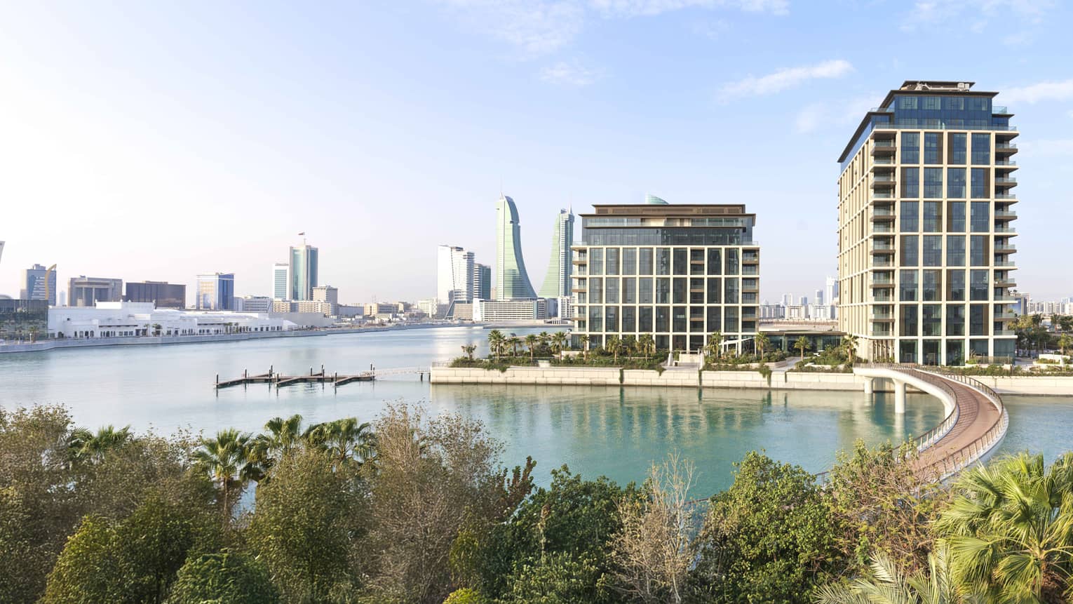 View of bridge, water and Four Seasons building