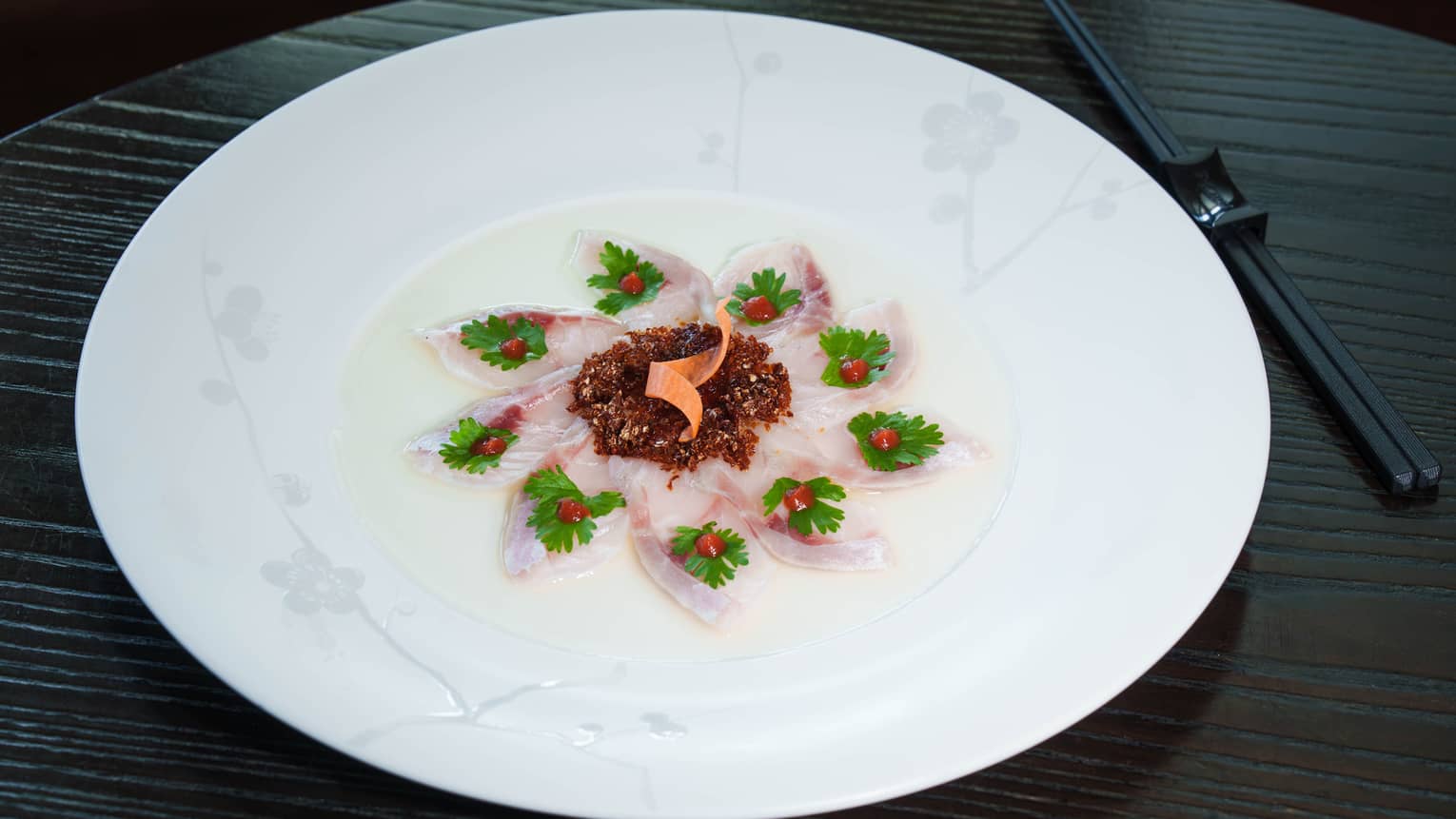 Fresh sashimi served on a white plate