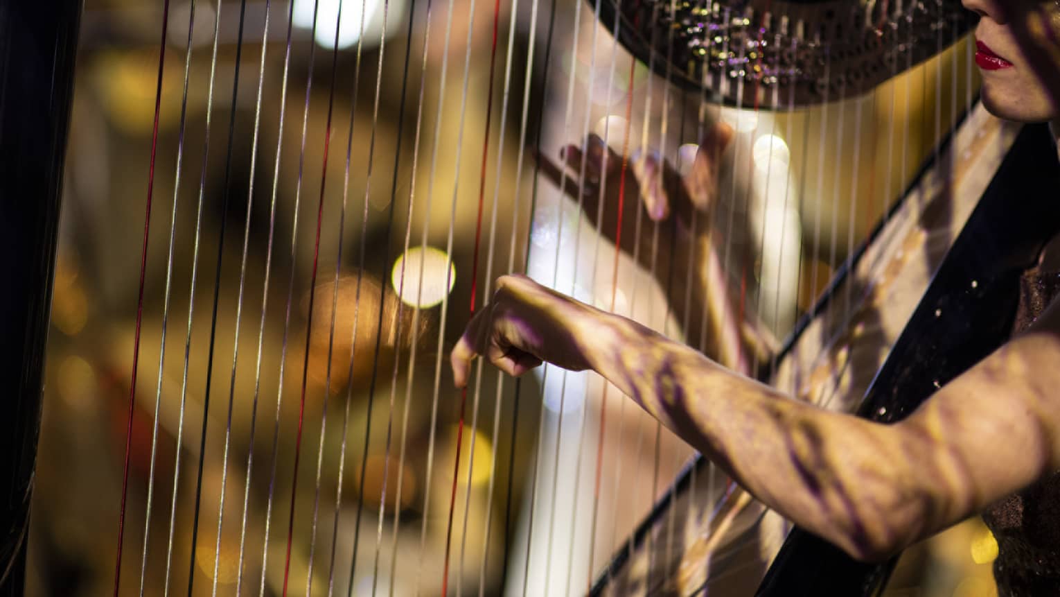 Woman playing a harp