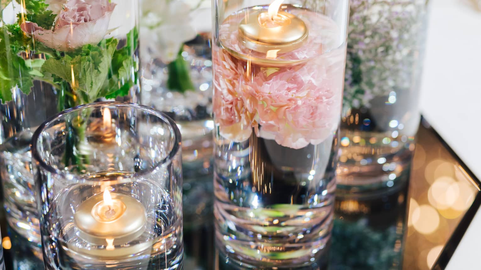 Wedding tablescape with votive candles