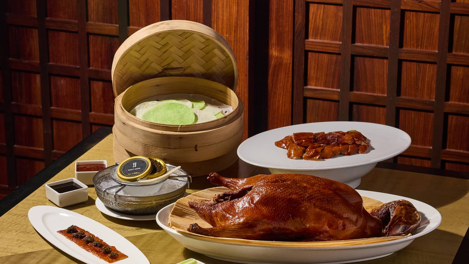 Peking Duck meal on a table