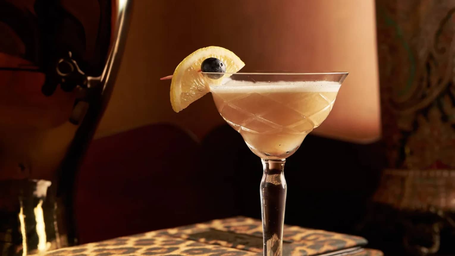 Cocktail with lemon garnish