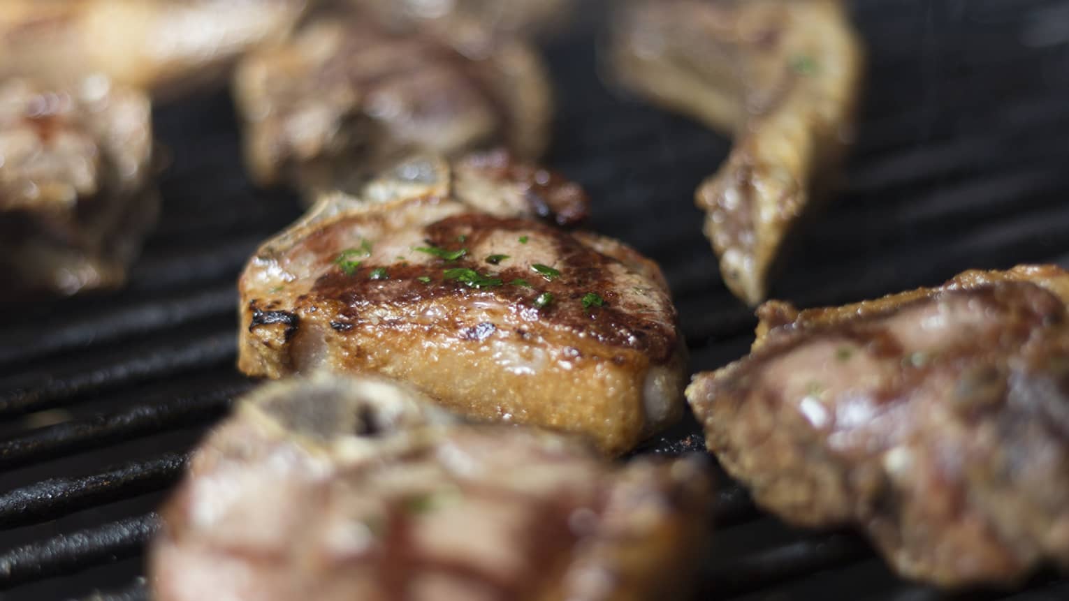Close up of steak on a grill