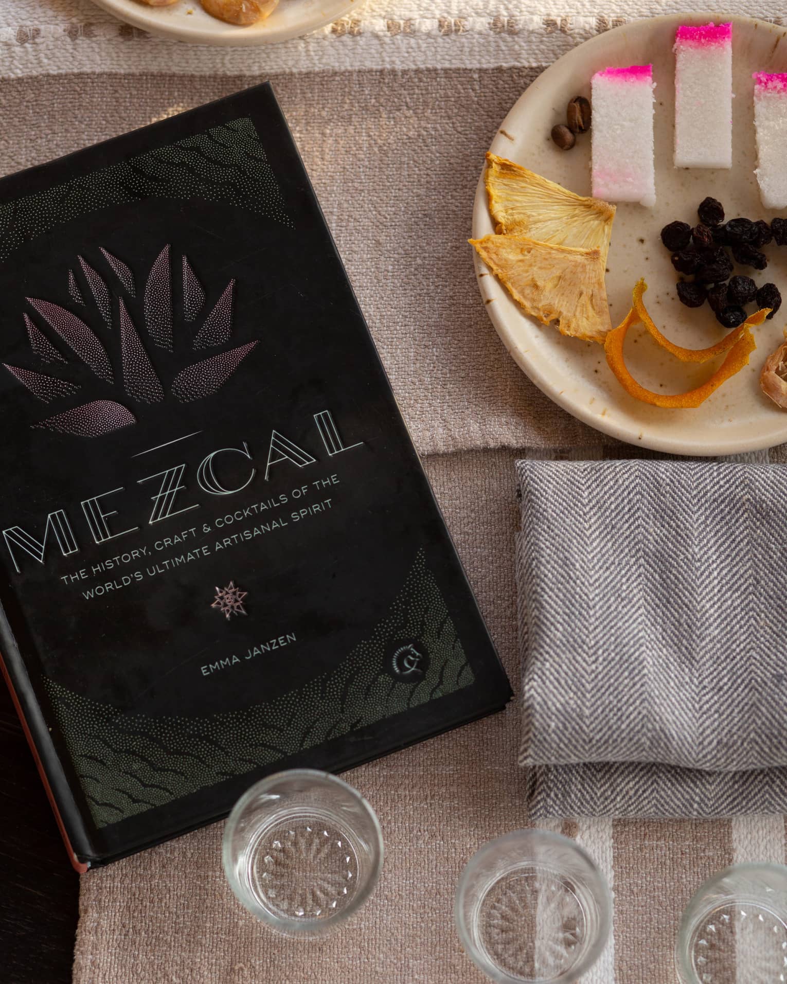 Mezcal book on a dining table