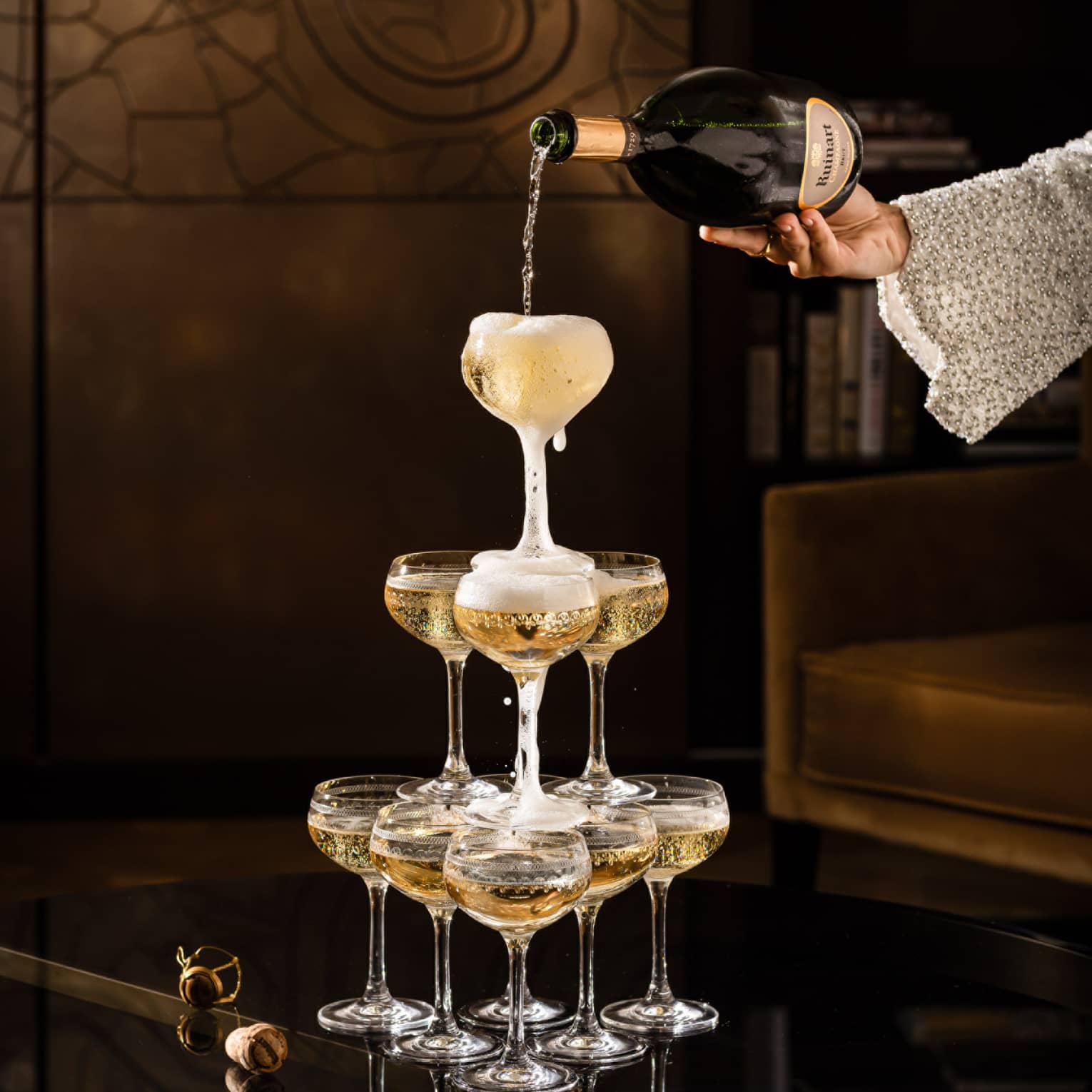 Stacked champagne glasses